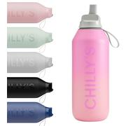 Chilly's Borraccia serie 2 con coperchio ribaltabile, cannuccia telescopica e passante in nylon, coperchio facile da aprire, spazzola per la pulizia inclusa - 500 ml - Ombre, Sundown