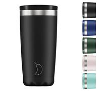 Chilly's Original Tazza da Caffè - Tazza Termica da Viaggio per Bevande Fredde e Calde - Con Coperchio - Tazza Isolata Sottovuoto a Doppia Parete - Acciaio Inox - Nero Monocromatico, 500ml