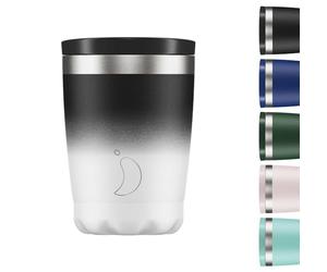 Chilly's Original Tazza da caffè - Tazza Termica da Viaggio per Bevande Fredde e Calde - con Coperchio - Tazza Isolata Sottovuoto a Doppia Parete - Acciaio Inox - Nero Sfumato, 340ml