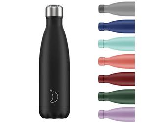 Chilly's Original Water Bottle - Borraccia termica in acciaio inox, riutilizzabile, per bevande calde e fredde, a prova di perdite, non fa sudare, 500 ml, colore: nero