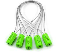 Chiloskit Set di 10 sigilli per cavi di sicurezza, verde, filo d'acciaio φ 1,8 mm, lunghezza di bloccaggio regolabile, etichette di sicurezza numerate antimanomissione