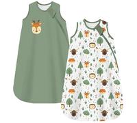 Chilsuessy Sacco nanna invernale per neonati, 1,5 tog, confezione da 2 pezzi, sacco a pelo per tutte le stagioni, 100% cotone, per neonati, set da 1,5 tog / verde foresta, 84 cm, 12-18 mesi