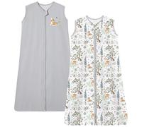 Chilsuessy Sacco nanna per bambini, 1,5 Tog, confezione da 2 pezzi, in 100% cotone, per tutte le stagioni, per ragazzi e ragazze, 1,5 tog/grigio + foresta, 90 cm, altezza del bambino 90 - 105 cm