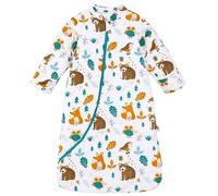 Chilsuessy - Tutina a sacco a pelo per la nanna, invernale, per bambini, con maniche rimovibili, imbottitura calda, 3,5 Tog, motivo animali del bosco, Taglia M (75-90 cm)