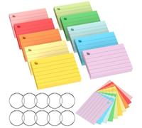 Chiluxendo 1000 Pezzi Cartoncini A8, Biglietti di Vocabolario, Carte Indice con 10 Anelli Rilegatura, Flash Cards Cartoncino, Scheda Flashcards, per Scuola Ufficio Casa Studio Appunti (10 Colori)