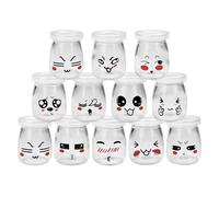 Chiluxendo 12 PCS Barattoli Vetro con Coperchio, Vasetti Vetro Riutilizzabili, Vasetti per Conserve, Contenitori per Yogurt, Barattoli di Vetro per Budino per Mousse, Marmellata, Miele e Latte(100ML)