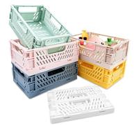 Chiluxendo 6 Pezzi Portaoggetti Pieghevole Scatole, Scatola Plastica, Cassette Pieghevoli, Cassetta Pieghevole con Morbidi Manici Laterali Touch Impilabili per Riporre Cucina, Camera da Letto, Ufficio