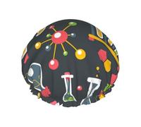 Chimica e Scienza,Cuffia da doccia, cuffia da notte, doppio strato, impermeabile, elastica, riutilizzabile.