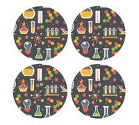 Chimica e Scienza,Sottobicchieri rotondi in sughero MDF, sottobicchieri per tazze, set di 4 sottobicchieri per bevande