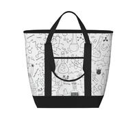 Chimica Stampa Nero Bianco,Borsa porta pranzo grande capacità isolata per donne e uomini, lavoro, picnic, viaggi