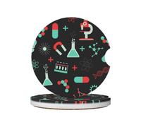 Chimica verde e modelli scientifici, Sottobicchieri per portabicchieri auto, confezione da 2, sottobicchieri in ceramica assorbente con base antiscivolo in sughero.