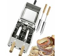Chimney Cake Machine Electric Oven Toaster and Ice Cream Cone Grill con 2 aste in acciaio inox per deliziosi dessert