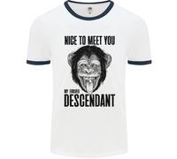 Chimp Evolved Descendant Funny Monkey Ape Uomo Ringer T-Shirt