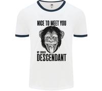 Chimp Evolved Descendant Funny Monkey Ape Uomo Ringer T-Shirt