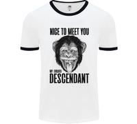 Chimp Evolved Descendant Funny Monkey Ape Uomo Ringer T-Shirt