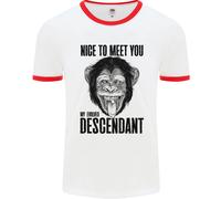 Chimp Evolved Descendant Funny Monkey Ape Uomo Ringer T-Shirt