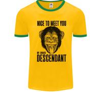 Chimp Evolved Descendant Funny Monkey Ape Uomo Ringer T-Shirt