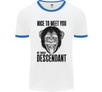 Chimp Evolved Descendant Funny Monkey Ape Uomo Ringer T-Shirt