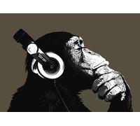 Chimp Poster Dj Scimmia Musica Cuffie Grande Muro Art Camera Decoro A4 A2 A1 A0