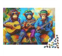 Chimpanzee Band Music Challenging & Brainteasing Puzzle: Cool Monkeys Playing Guitars for Adults & Kids Age 12 Years Up 38x26cm/1000pcs