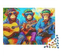 Chimpanzee Music Band Colourful Cool Monkeys Band 1000 Pieces Jigsaws Adults The Impossible Challenge Home Activity 52x38cm/1000pcs