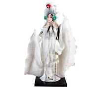 China Doll - Bambola tradizionale in porcellana a tema lirica in abbigliamento bianco e intricato copricapo figure da collezione per collezionisti di arte culturale, 32 x 14 cm