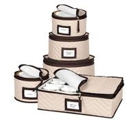 China Storage Containers Set di 5 scatole mobili per stoviglie bicchieri piatti tazze e piattini Robusto organizer in microfibra trapuntata con divisori per conservare stagionalmente Servizio per 12