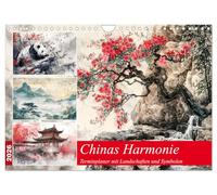 Chinas Harmonie - Terminplaner mit Landschaften und Symbolen (Wandkalender 2026 DIN A4 quer), CALVENDO Monatskalender: Chinesische KI-Illustrationen: Eine Terminplaner mit Motiven des alten Chinas