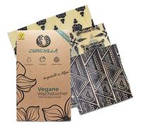 Chinchilla Confezione da 3 salviette vegane in cera per api, senza plastica, alternativa alla pellicola trasparente, sacchetti per congelatore, pellicola di alluminio, riutilizzabili e sostenibili