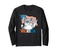 Chinchilla Merica Bandiera Americana 4 luglio Amante degli Animali Domestici Maglia a Manica