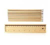 Chinchilla® Pastelli in legno naturale STRAIGHT | 8 pezzi | Affilati | Astuccio in legno con righello | per bambini e tempo libero | Pittura | Colori vivaci | Regalo ideale per piccoli artisti