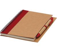 Chinchilla® Quaderno ad anelli riciclato, rosso, formato A5, con penna a sfera nera, set di scrittura ecologico, 70 fogli, rilegatura a spirale, ideale per affari, conferenze