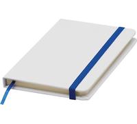 Chinchilla® Quaderno AUTHOR A6 bianco-blu | Per conferenze e scrivania | 80 fogli a righe | 70g/m² | Elastico colorato e segnalibro integrato | Angoli arrotondati