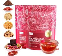 Chinese Brown Sugar Ginger Tea, Chinese Sugar Brown Ginger Tea, Black Sugar Red Ginger Tea, Red Ginseng Black Sugar Ginger Tea, Individually Wrapped (2box)