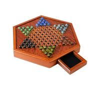 Chinese Checkers Board Game Set - Wooden Board Games With Storage Drawer And Glass, Classic Family Strategy Game For Kids Adults Home Party Tabletop Boards Games