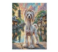Chinese Crested Dog Puzzle 500 Pezzi Rompicapo Per Momentidi Pace Cute Pet Animals Attività Solitaria Rilassante Antistress Naturale Regalo Per Chi Ama La Tranquillità 500 PCS