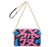 Chinese Culture Makes Fortune Blue Small Crossbody Bags Vegan Leather Cross Body Purse Zip Shoulder Hand Bags