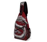 Chinese Dragon Art Red Unisex Borsas A Spalla Leggera Sling Bag Piccolo Zaino Monospalla Per Campeggio Escursionismo Viaggio
