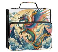 Chinese Dragon Cloud 3 raccoglitori ad anelli da 3,8 cm con cerniera ad anello a D con cerniera, organizer con tracolla, borsa per scuola media rosa portafoglio e custodia ad anelli