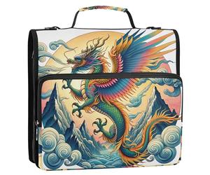 Chinese Dragon Cloud 3 raccoglitori ad anelli da 3,8 cm con cerniera ad anello a D con cerniera, organizer con tracolla, borsa per scuola media rosa portafoglio e custodia ad anelli