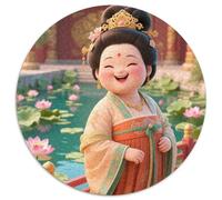 Chinese Girl 1000 Pieces Round Puzzles Creative Jigsaw Impossible Hard Difficult Challenging for Adults And Kids Unique Challenge Game 1000pcs (67.5x67.5cm)
