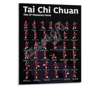 Chinese Internal Art Poster Tai Chi 37 Postures Practice Guide Canvas Wall Art for Wellness Center or Dojo(Unframed,08x12inch(20x30cm))