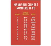 Chinese Language Numbers 11 20 Poster Mandarin Learning Canvas Wall-Art