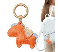 Chinese Luck Keyring - Horse Token, Fashion Accessory Pendant | Artificial Leather Craft Compact Size Cultural Keepsake Spring Festival Gift Students Collectors Backpack Carryall Everyday Styli