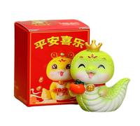 Chinese New Year 2025 Snake Figurine, Cute Chinese Snake Decor, Chinese Snake Statue for Decoration, Decorative Green Snake Figurine, Animal Statue for Table, Snake Figurine for Bookshelf Decor