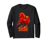 Chinese New Year 2026 Fire Horse Lunar Zodiac Red Horse Maglia a Manica
