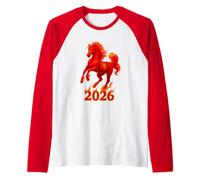 Chinese New Year 2026 Fire Horse Lunar Zodiac Red Horse Maglia con Maniche Raglan