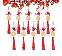Chinese New Year Horse Pendant, Gold 10-Piece Commemorative Coin Set with Tassel, Horse Ornament for Cars Bags Homes Shops Offices Cafes Bookshelves Display Decor