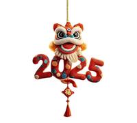 Chinese New Year Lion Pendant, Spring Festival 2D Acrylic Ornament, Clear Pattern Charm Decorations for Coffee Shops, Homes, Workspaces, and Hotels, 8cm, Strudy Acrylic Material