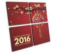 Chinese New Year Monkey Religion MULTI TELA parete arte foto stampa